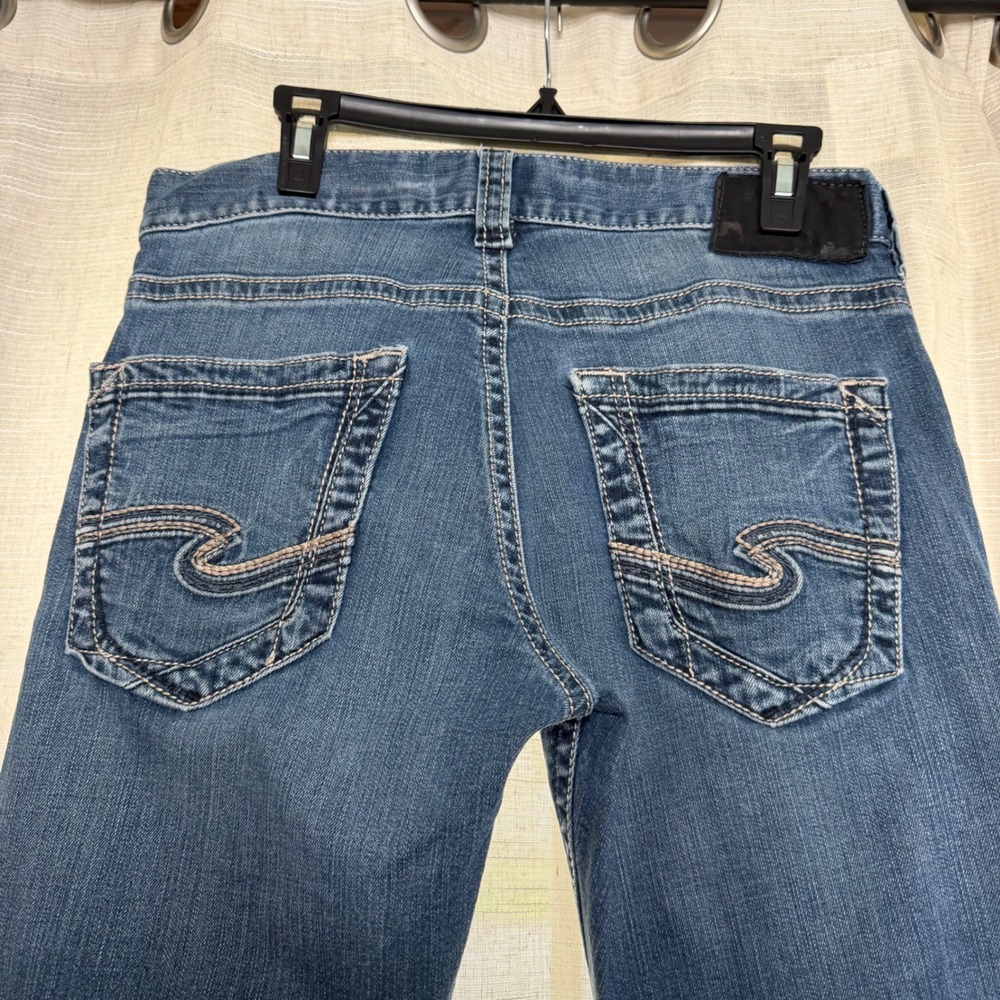 Silver Jeans Co Eddie Relaxed Straight Medium Wash Blue Stretch Men's Size 29x34